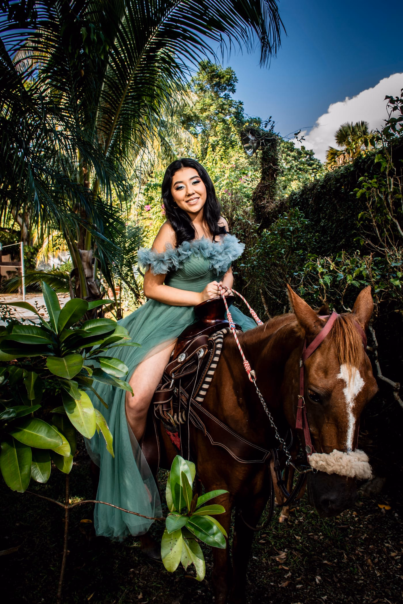 Quinceañera a caballo, sesión en exteriores